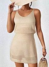 SORTYGO - Beach Knit Mini Dress in Beige