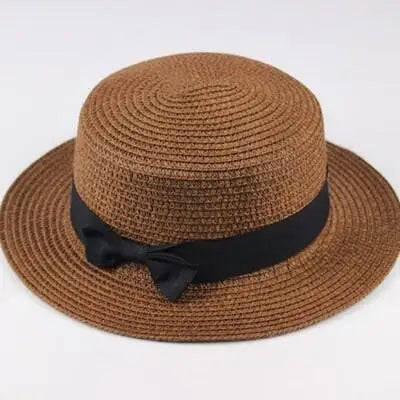 SORTYGO - Summer Beach Bowknot Straw Hat in Coffee One Size