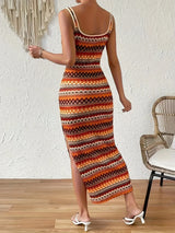 SORTYGO - Vibrant Geometric Knit Midi Dress in