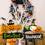 SORTYGO - Halloween Pumpkin Trio Trick or Treat Hanging Sign in