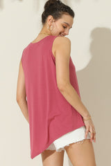 SORTYGO - Trendy Chic Buttoned Uneven Hem Tank in