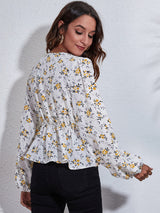 SORTYGO - Floral Delight Peplum Blouse in