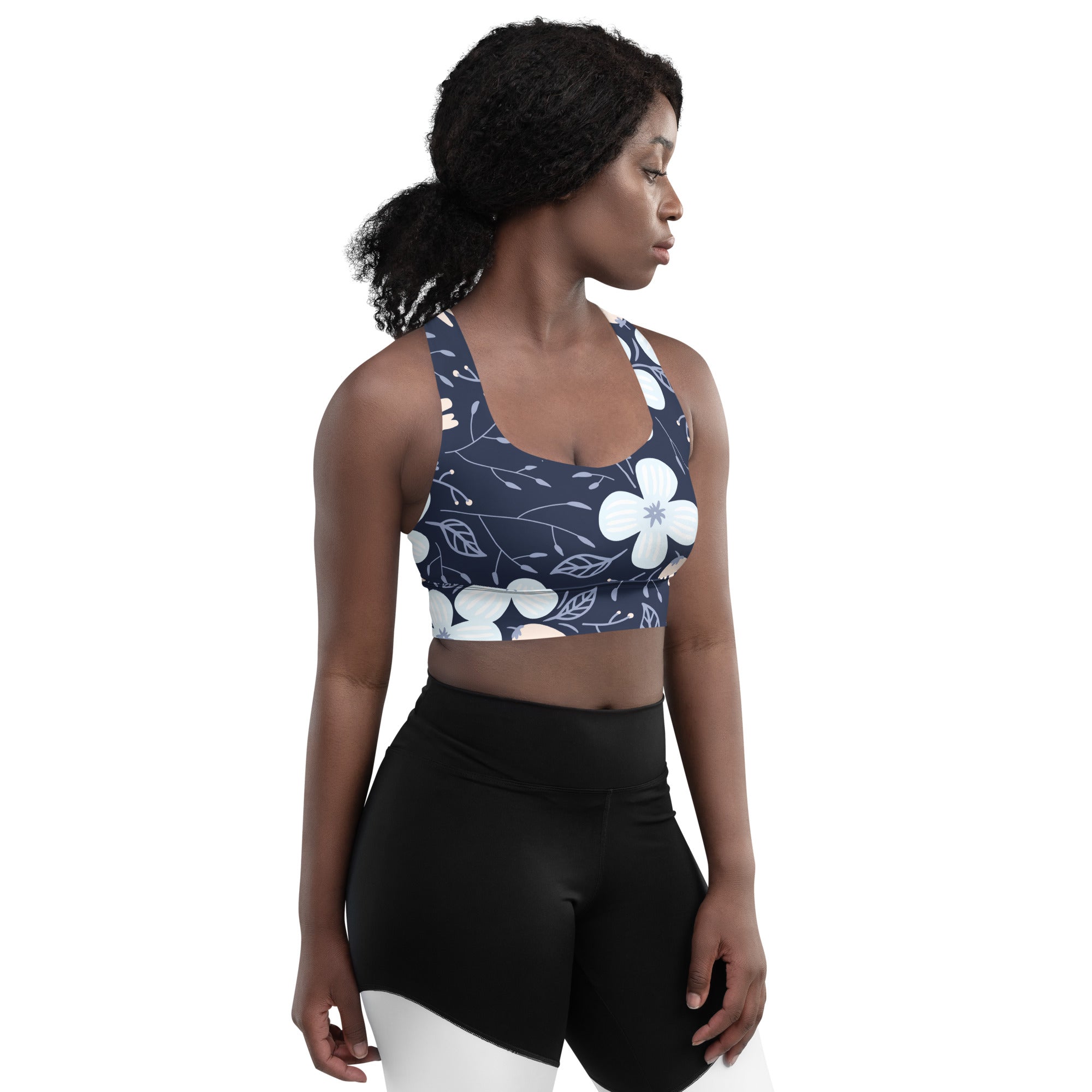 SORTYGO - Midnight Bloom Longline Sports Bra in