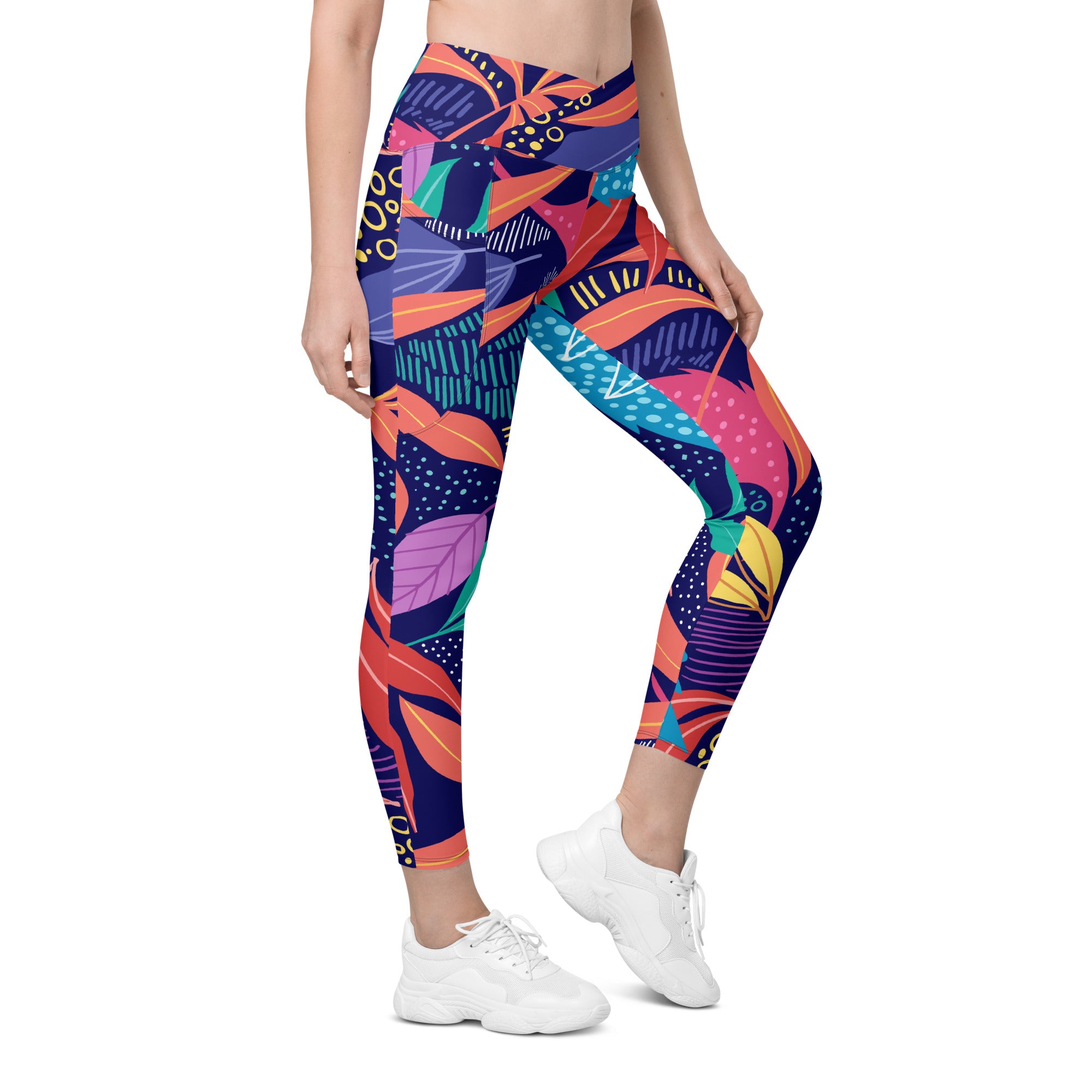 SORTYGO - Leafy Mosaic Women Crossover Leggings in 6XL