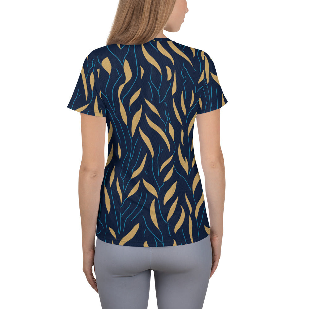 SORTYGO - Gold Foliage Women Athletic T-Shirt in