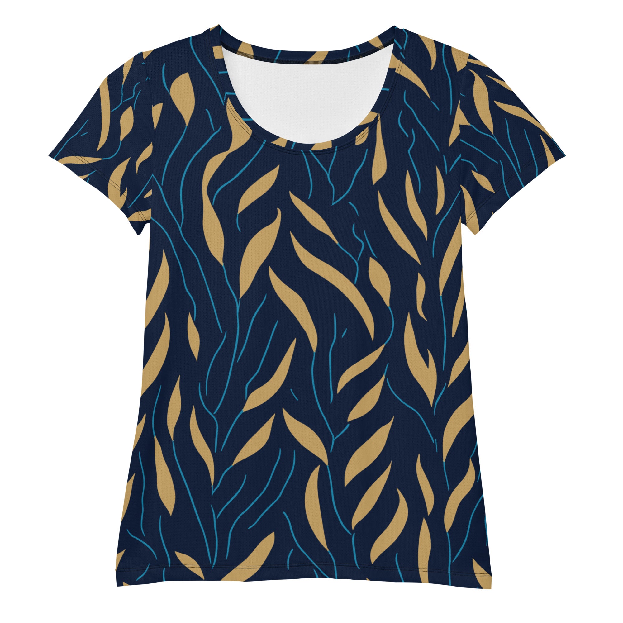 SORTYGO - Gold Foliage Women Athletic T-Shirt in