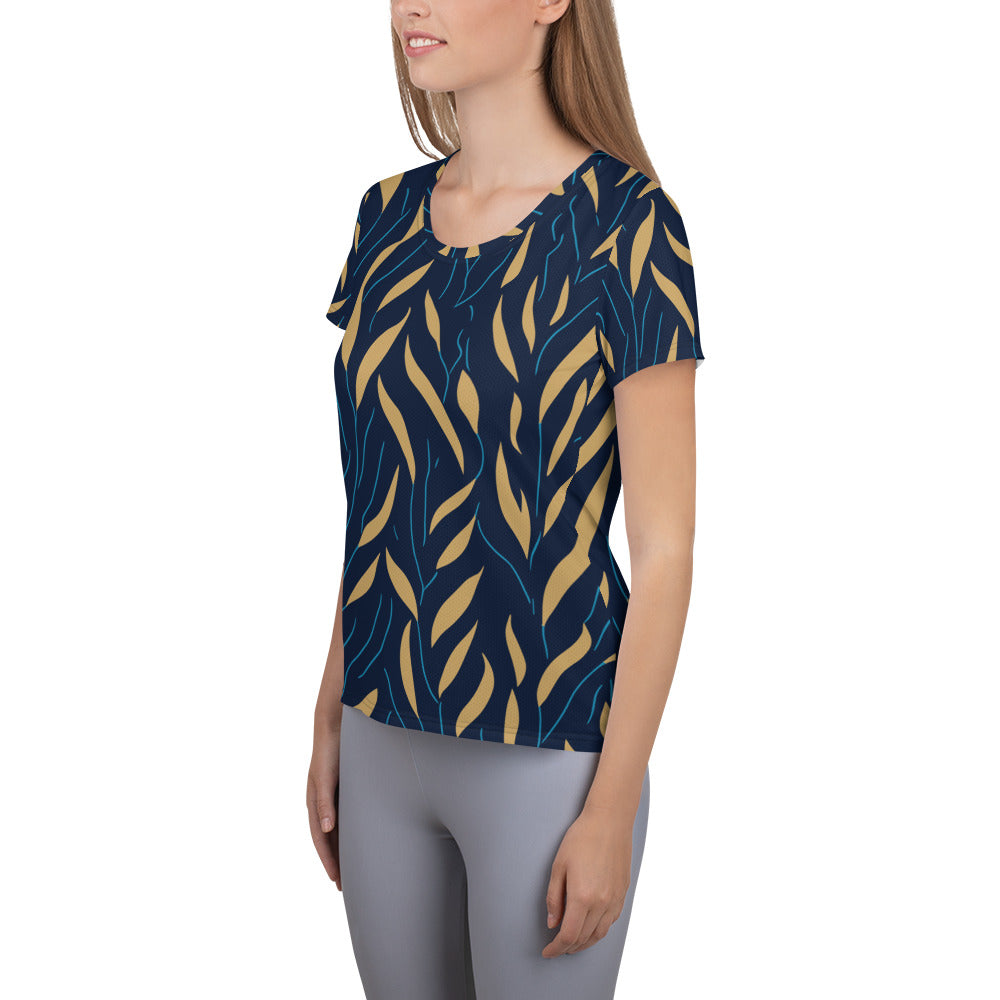 SORTYGO - Gold Foliage Women Athletic T-Shirt in