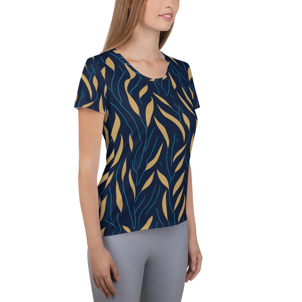 SORTYGO - Gold Foliage Women Athletic T-Shirt in