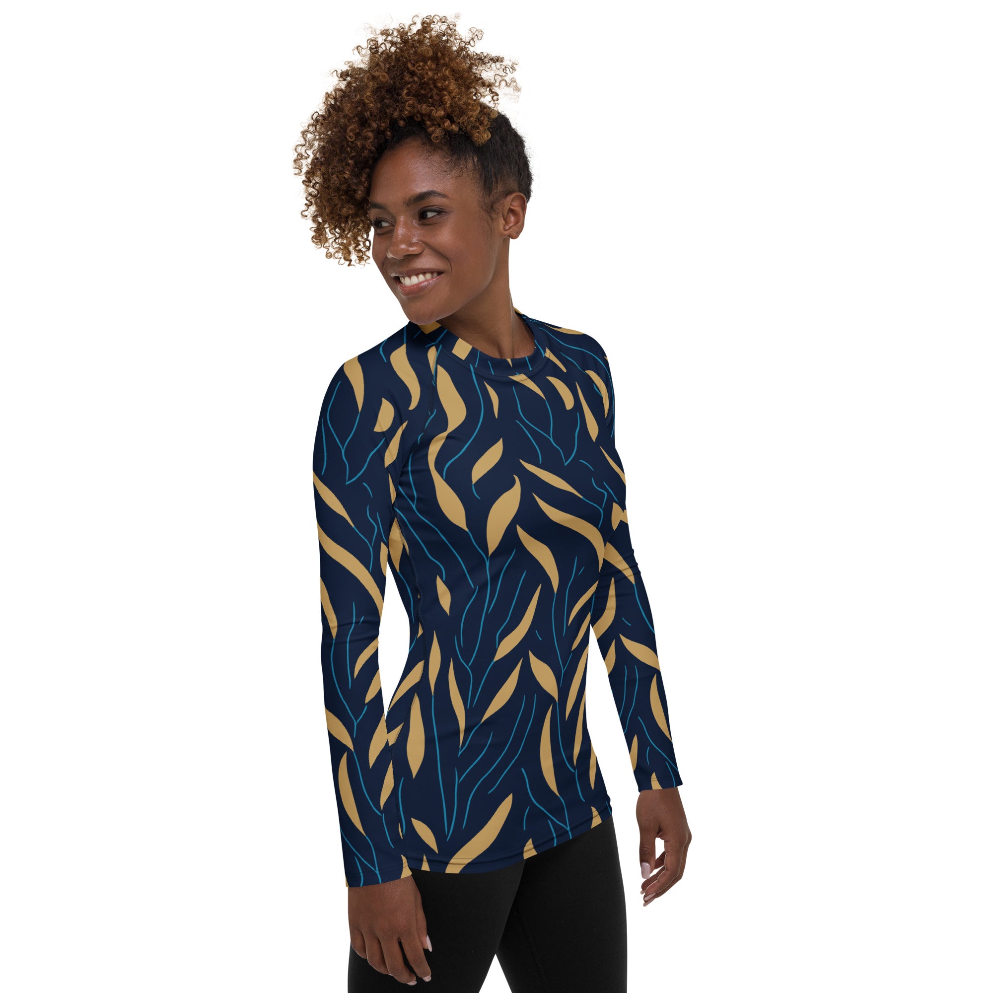 SORTYGO - Gold Foliage Women Rash Guard in 3XL