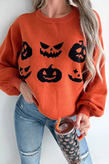 SORTYGO - Cozy Halloween Pumpkin Knit Sweater in Orange