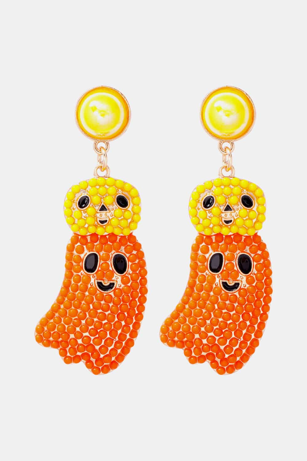 SORTYGO - Smiling Ghost and Pumpkin Drop Earrings in Caramel One Size