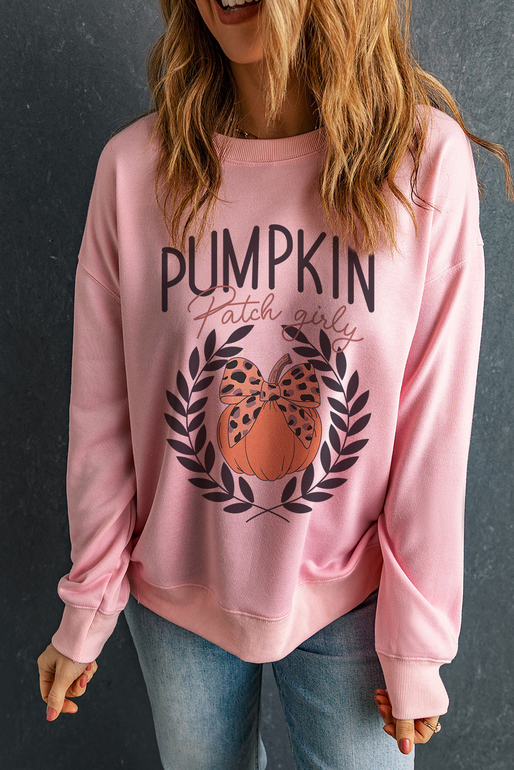 SORTYGO - Pumpkin Patch Girly Graphic Sweatshirt in Blush Pink