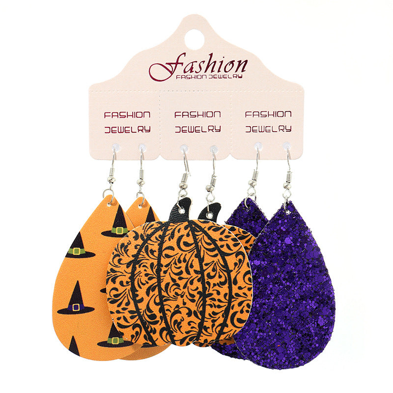 SORTYGO - Halloween Pumpkin and Skull Earrings Set in Style I One Size