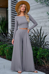 Crop Top & Wide-Leg Pants Two-Piece Set