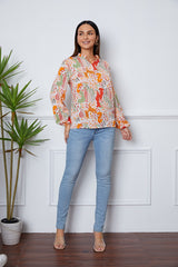 SORTYGO - Vibrant Abstract Print Blouse in