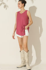 SORTYGO - Trendy Chic Buttoned Uneven Hem Tank in