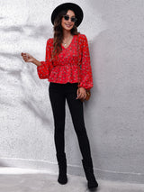 SORTYGO - Scarlet Floral Peplum Blouse in