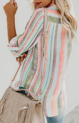 SORTYGO - Rainbow Stripes Button-Up Shirt in