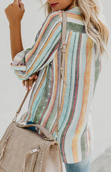 SORTYGO - Rainbow Stripes Button-Up Shirt in