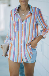 SORTYGO - Rainbow Stripes Button-Up Shirt in