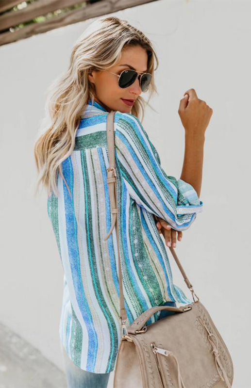 SORTYGO - Rainbow Stripes Button-Up Shirt in