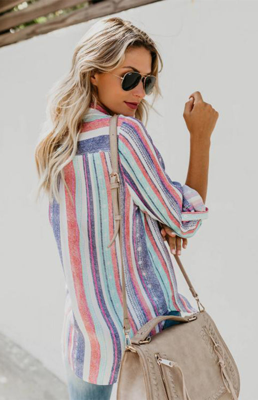 SORTYGO - Rainbow Stripes Button-Up Shirt in