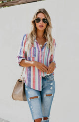 SORTYGO - Rainbow Stripes Button-Up Shirt in