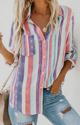 SORTYGO - Rainbow Stripes Button-Up Shirt in