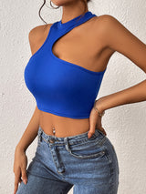 SORTYGO - Sleek Asymmetrical Knitted Crop Top in