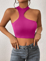 SORTYGO - Sleek Asymmetrical Knitted Crop Top in Rose