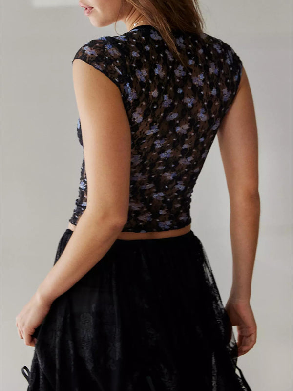 SORTYGO - Elegant Lace Bow Crop Top in