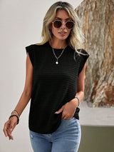 SORTYGO - Stylish Pleated Round Neck T-Shirt in Black