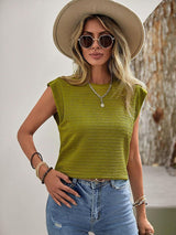 SORTYGO - Stylish Pleated Round Neck T-Shirt in Green