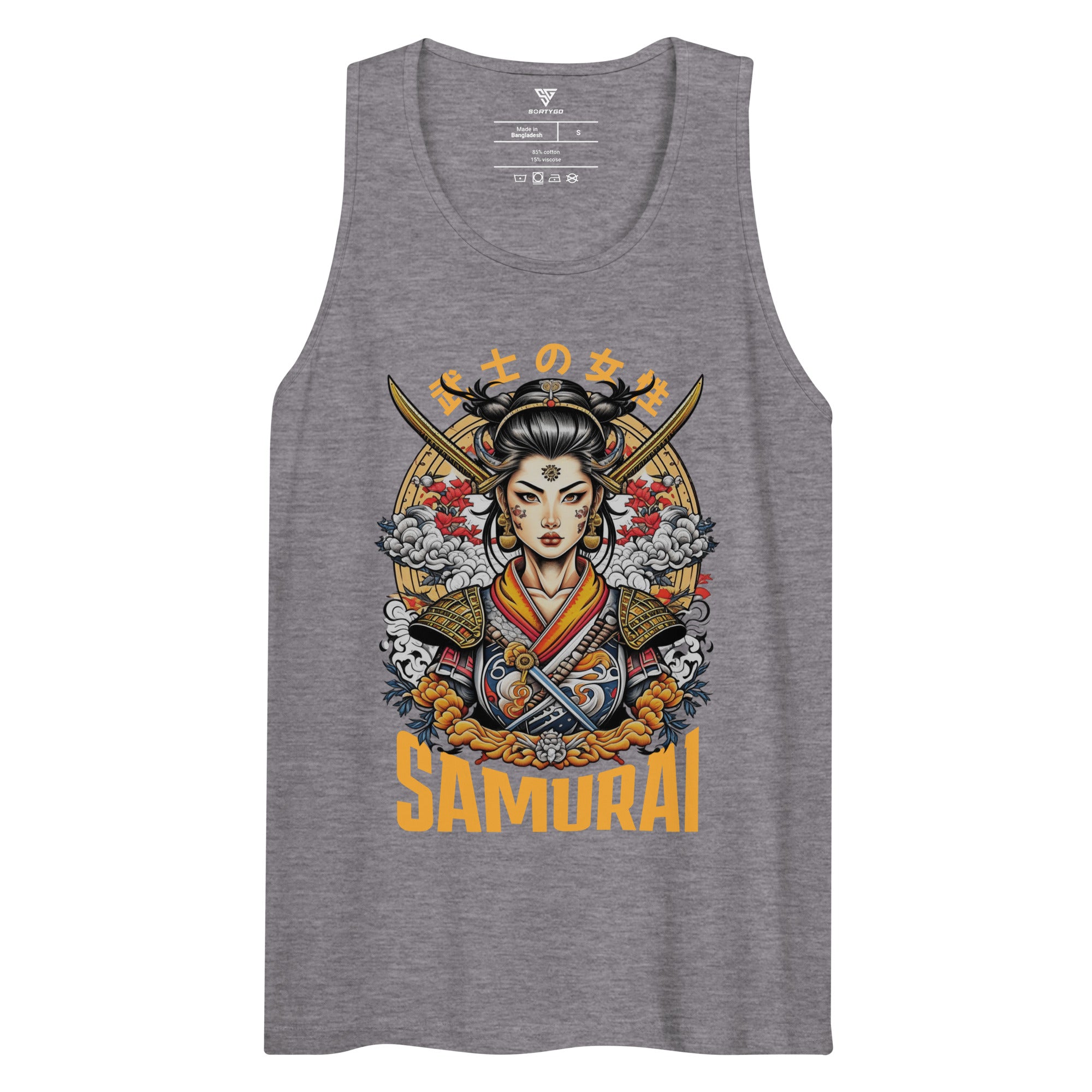 SORTYGO - Samurai Men Premium Cotton Tank Top in Athletic Heather