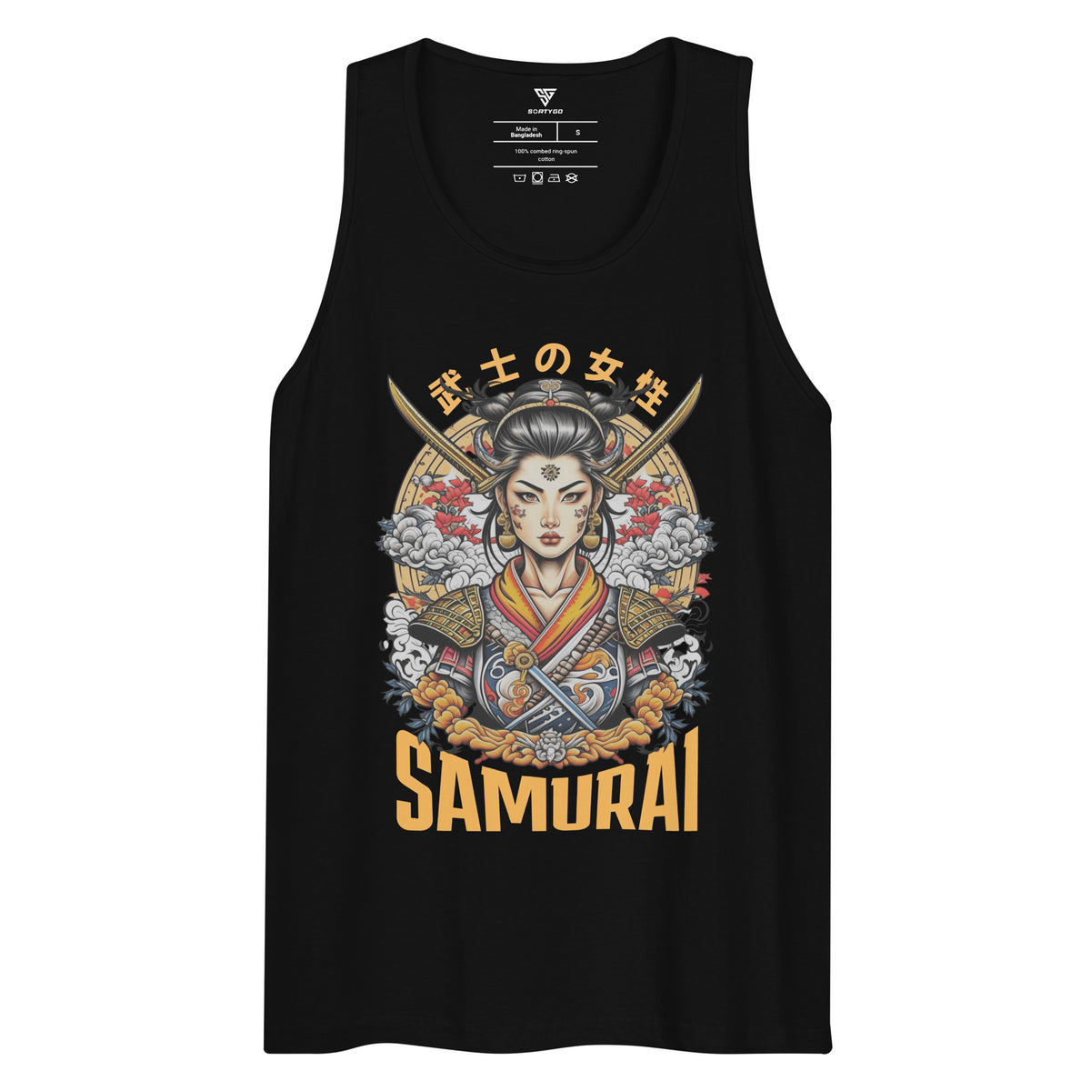 SORTYGO - Samurai Men Premium Cotton Tank Top in Black