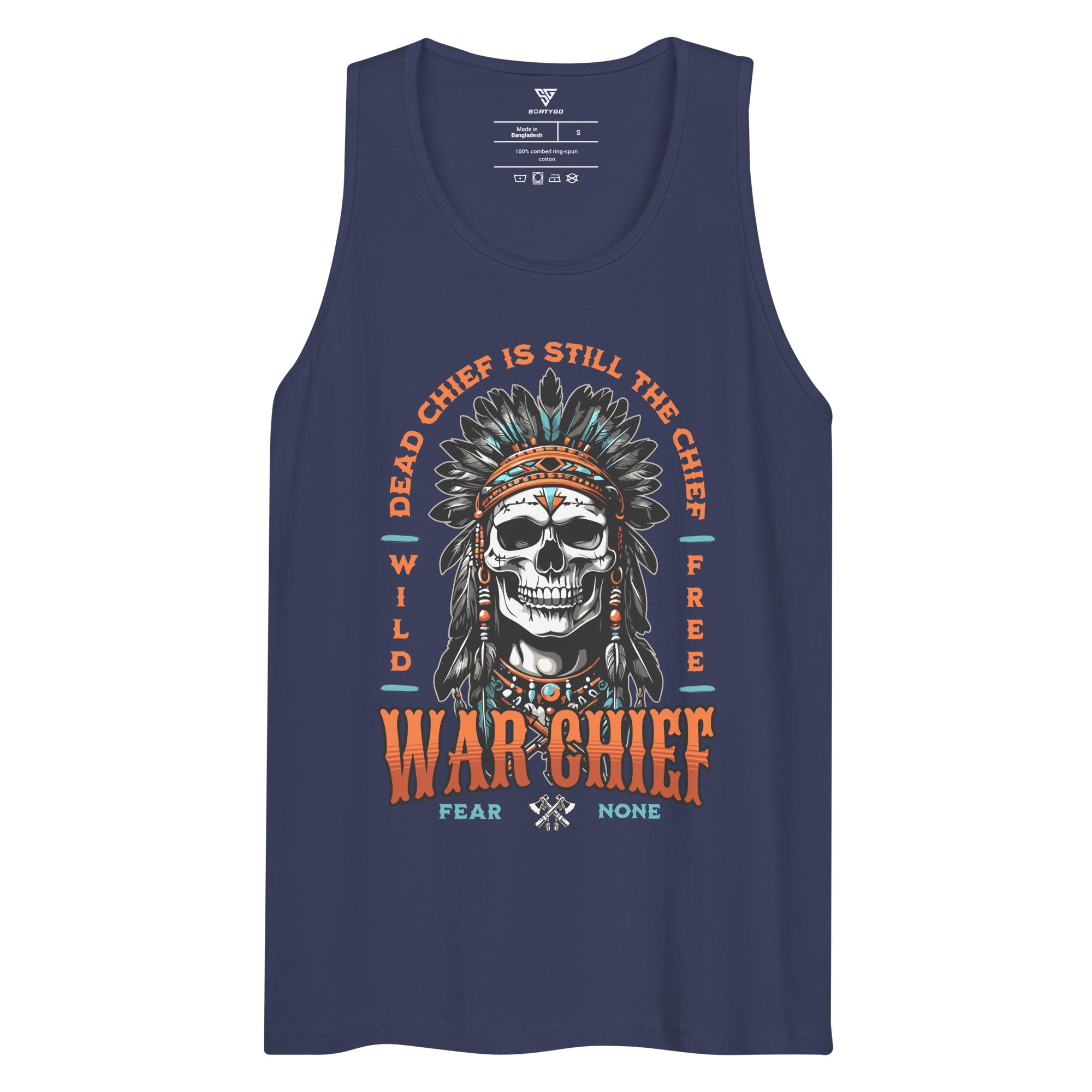 SORTYGO - War Chief Men Premium Cotton Tank Top in Harbor Blue