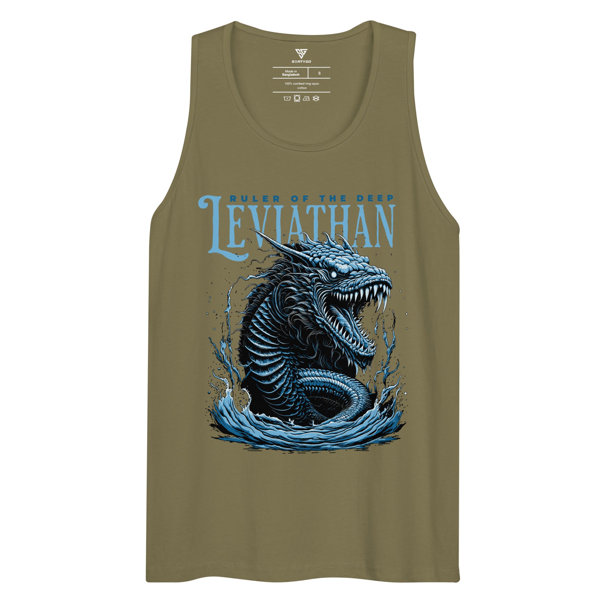 SORTYGO - Leviathan Men Premium Cotton Tank Top in Military Green