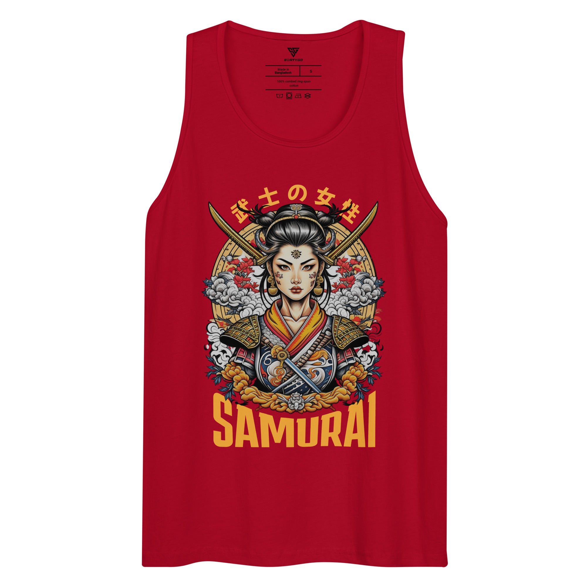 SORTYGO - Samurai Men Premium Cotton Tank Top in Red