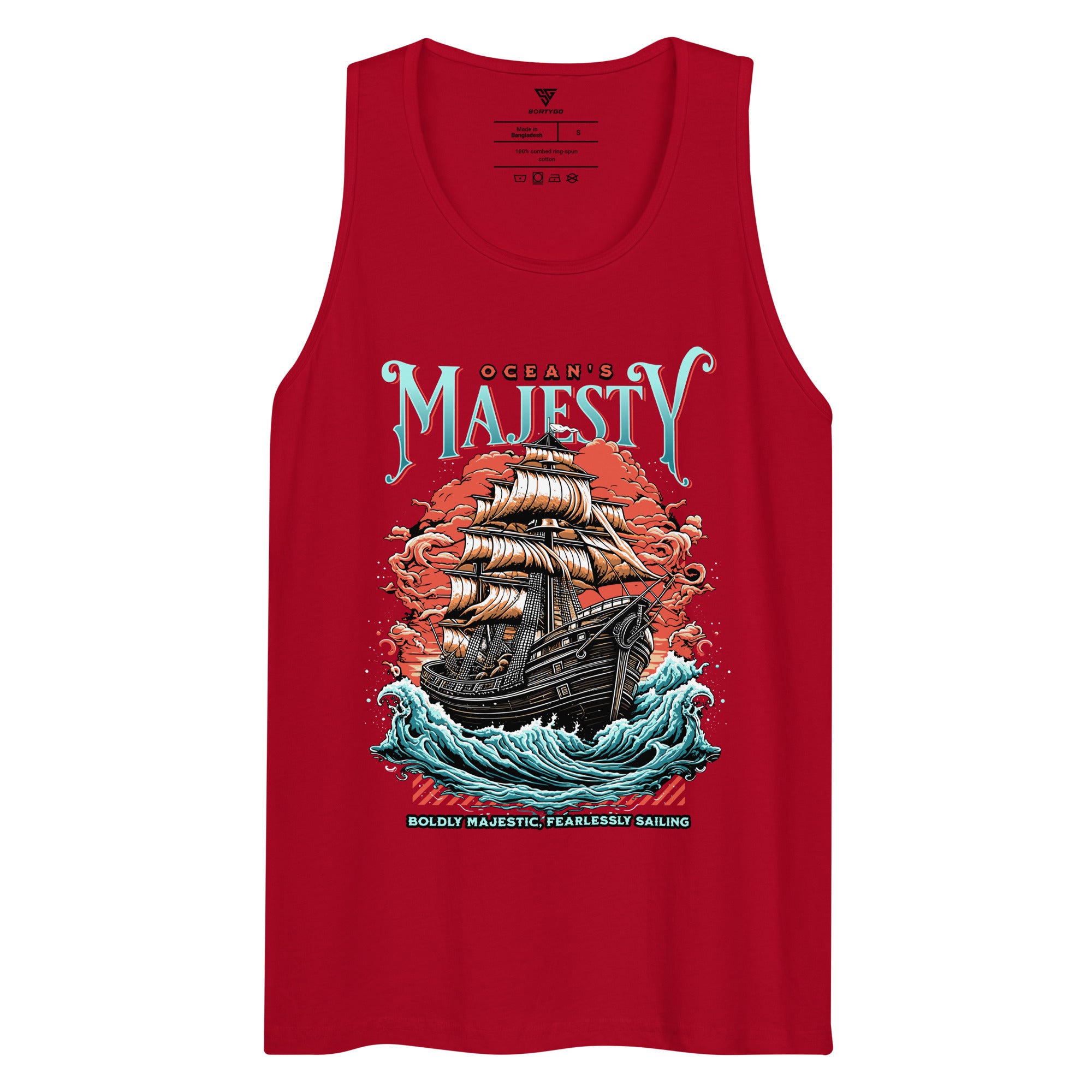 SORTYGO - Ocean Majesty Men Premium Cotton Tank Top in Red