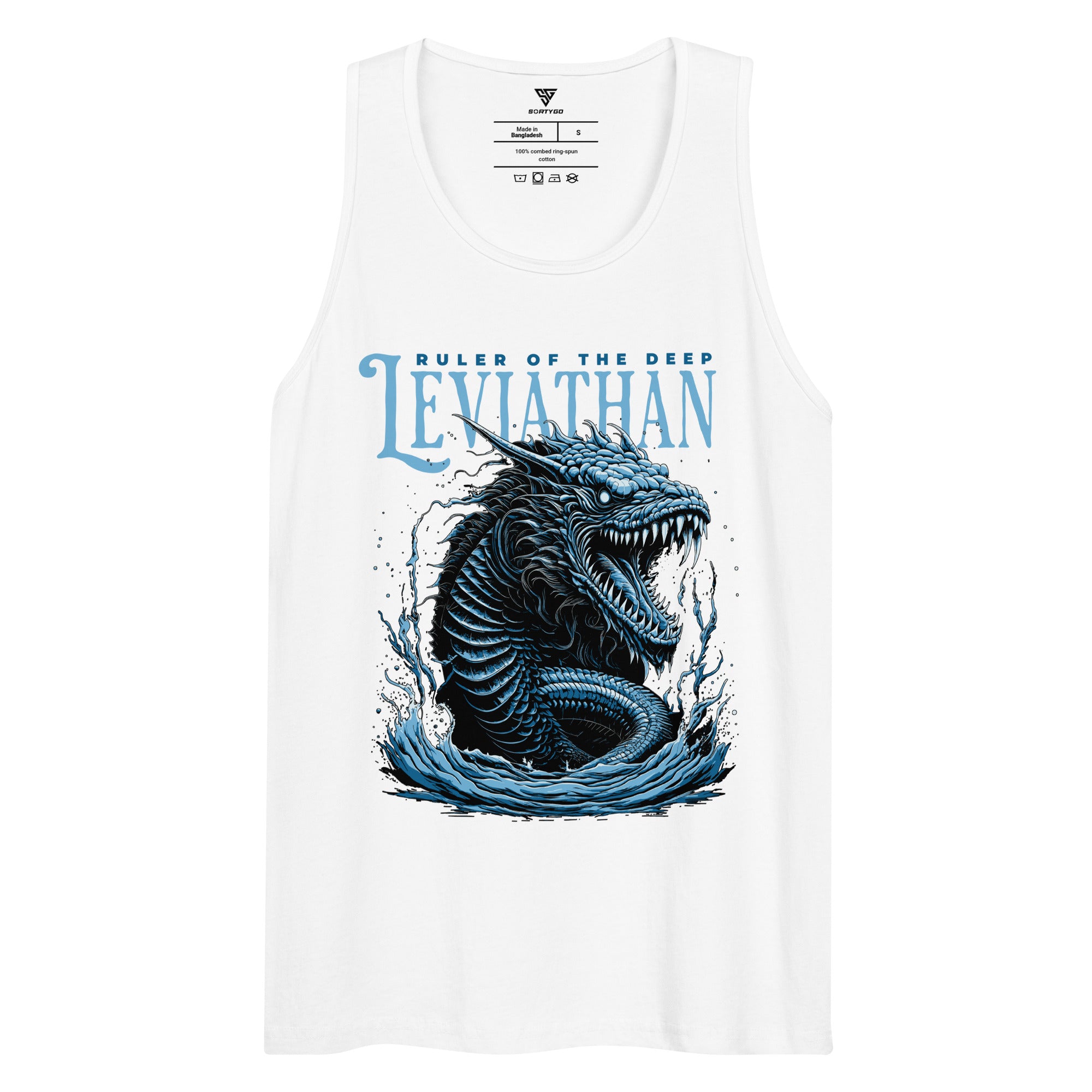 SORTYGO - Leviathan Men Premium Cotton Tank Top in White