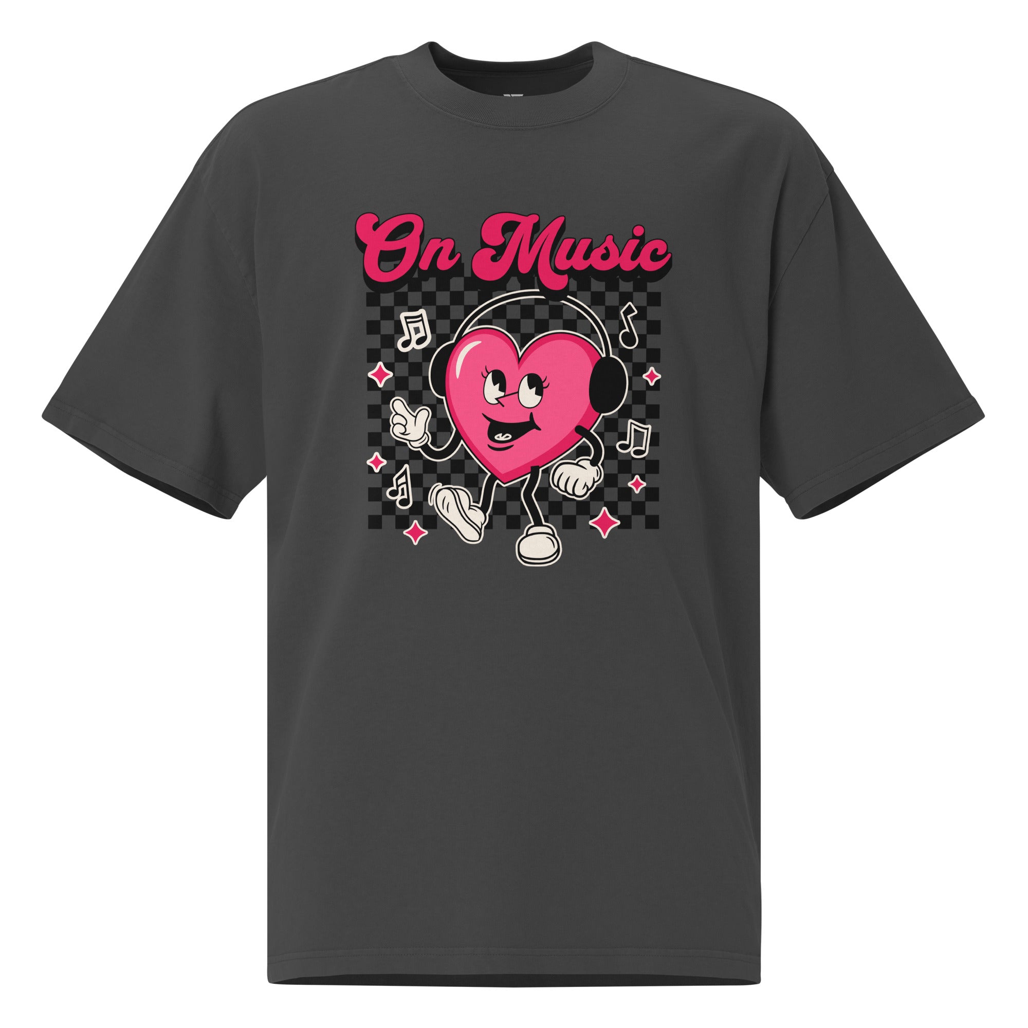 SORTYGO - On Music Women Oversized T-Shirt in Faded Black