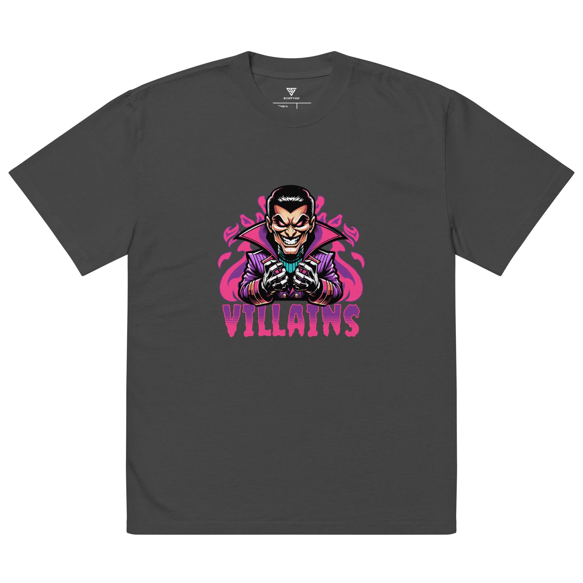 SORTYGO - Villains Men Oversized T-Shirt in Faded Black