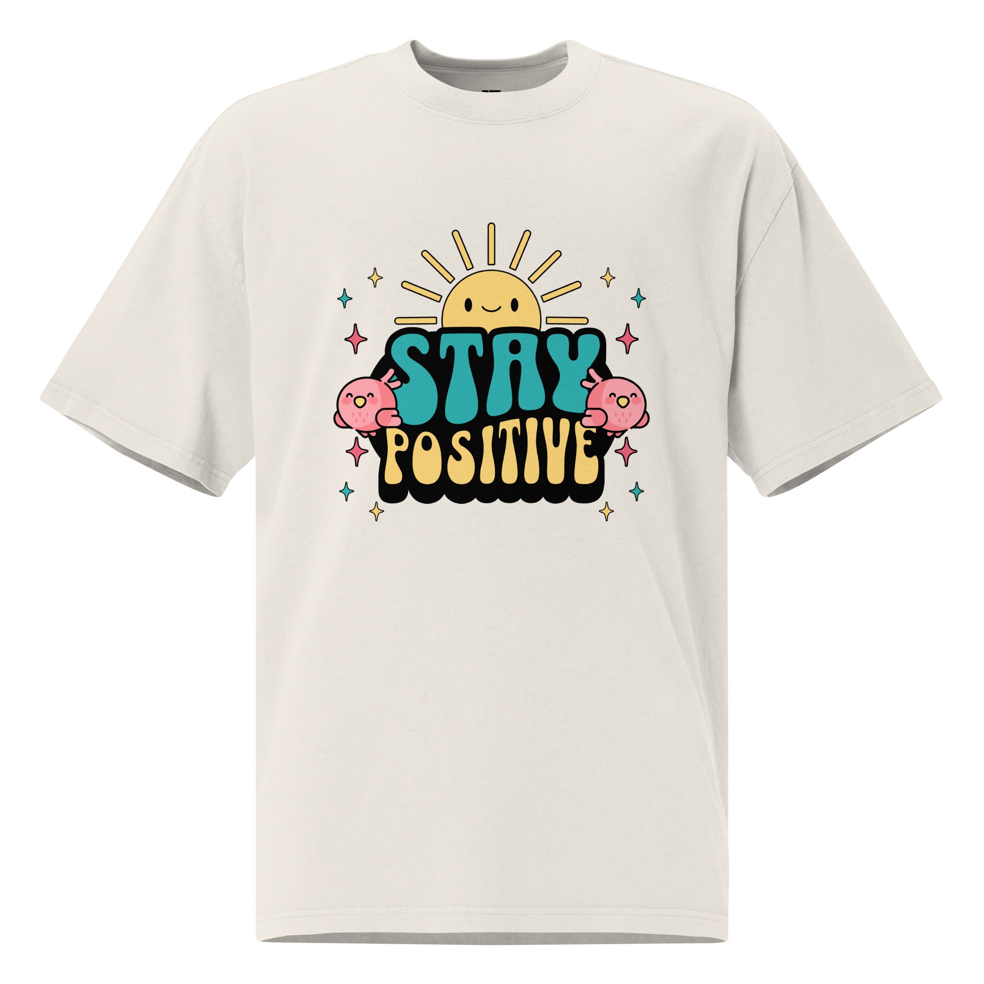 SORTYGO - Stay Positive Women Oversized T-Shirt in Faded Bone