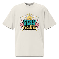 SORTYGO - Stay Positive Women Oversized T-Shirt in Faded Bone