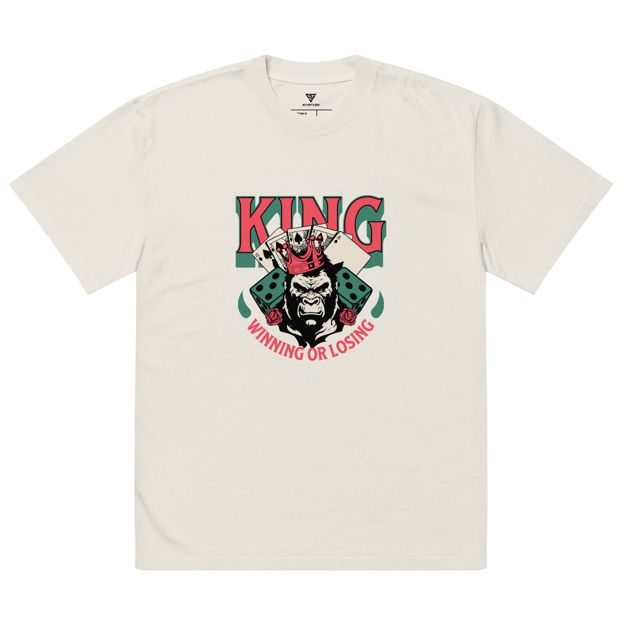 SORTYGO - King of Poker Men Oversized T-Shirt in Faded Bone