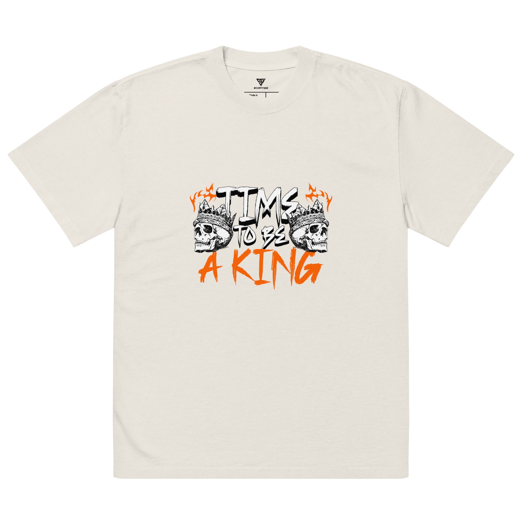 SORTYGO - King Time Men Oversized T-Shirt in Faded Bone