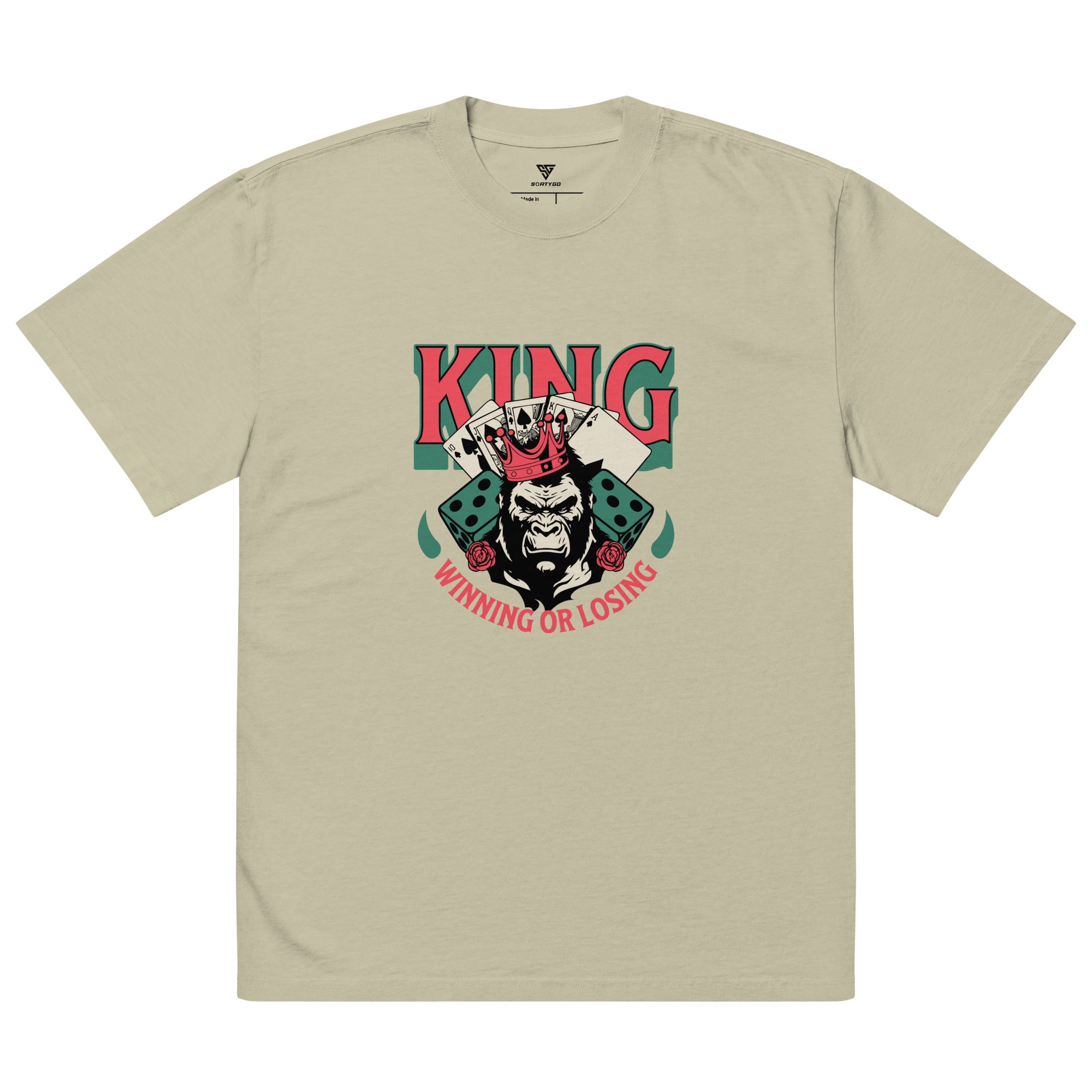 SORTYGO - King of Poker Men Oversized T-Shirt in Faded Eucalyptus