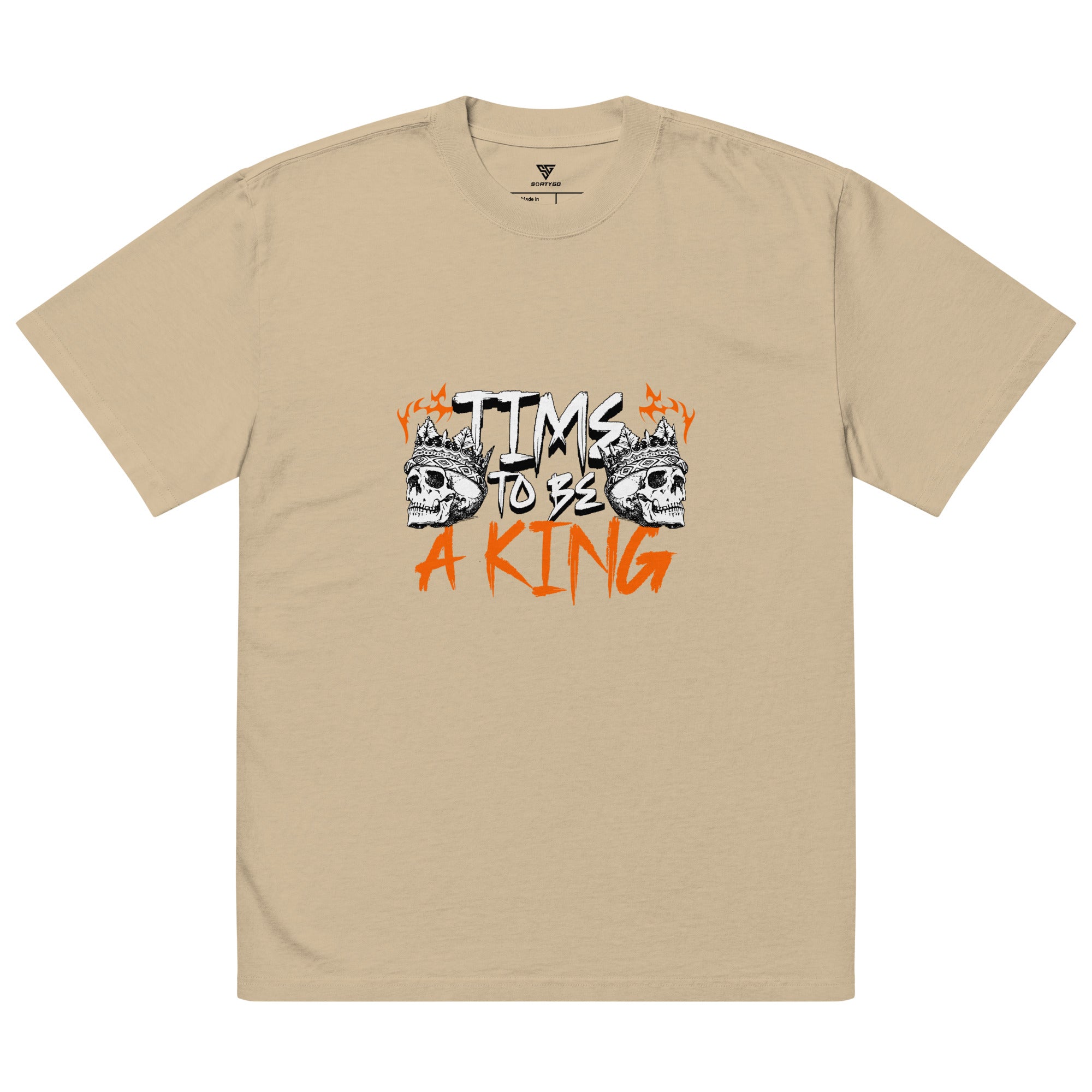 SORTYGO - King Time Men Oversized T-Shirt in Faded Khaki