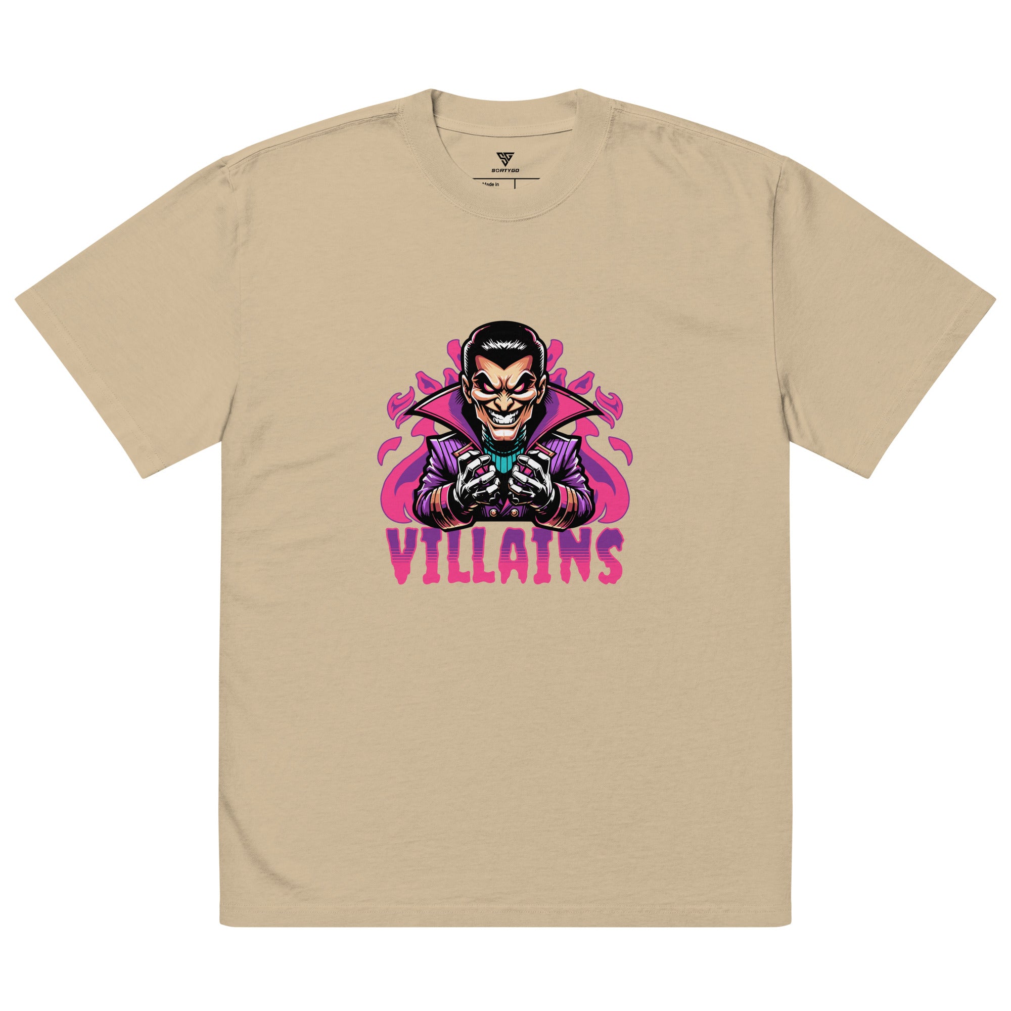 SORTYGO - Villains Men Oversized T-Shirt in Faded Khaki