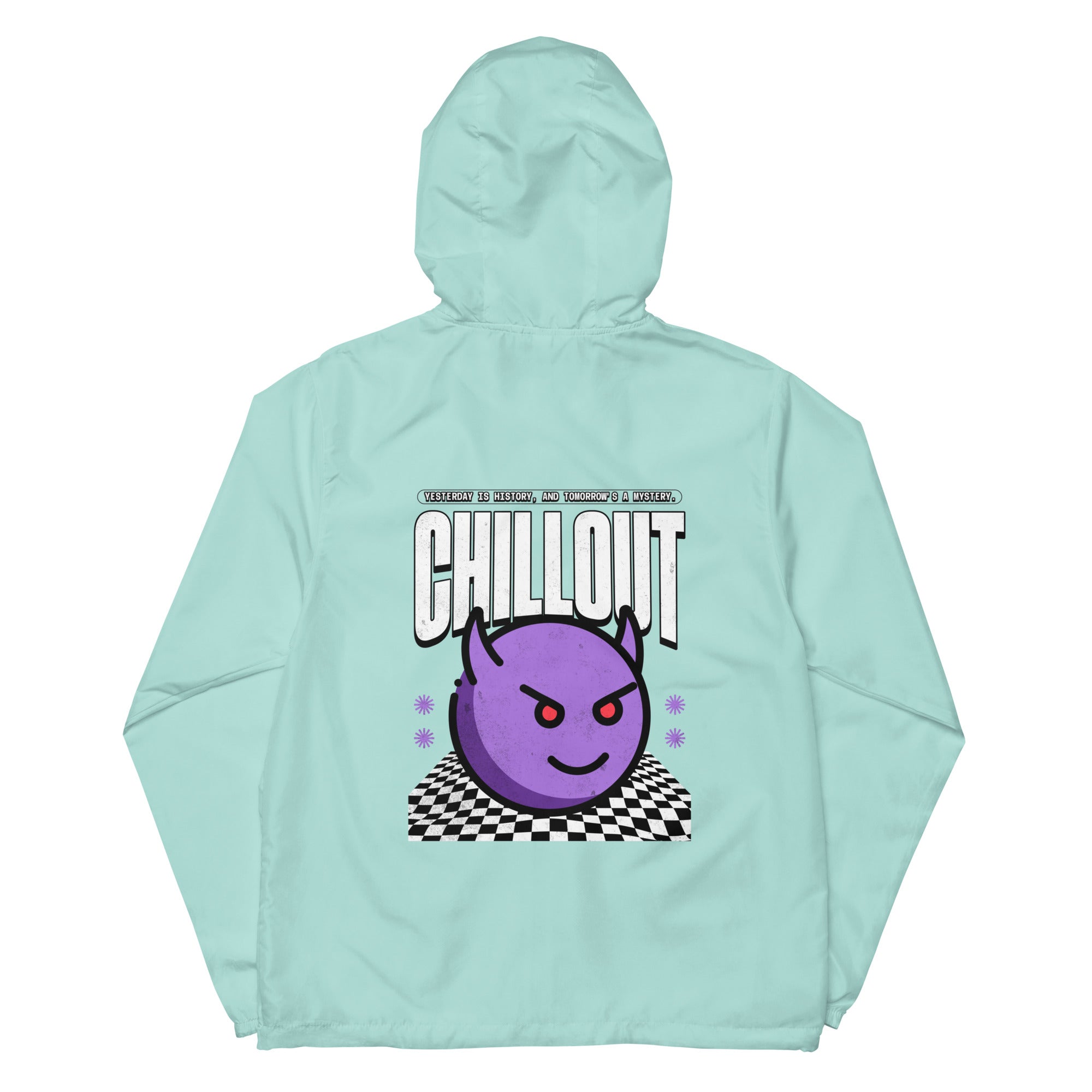 SORTYGO - Chillout Men Zip Up Windbreaker in Aqua White Zipper